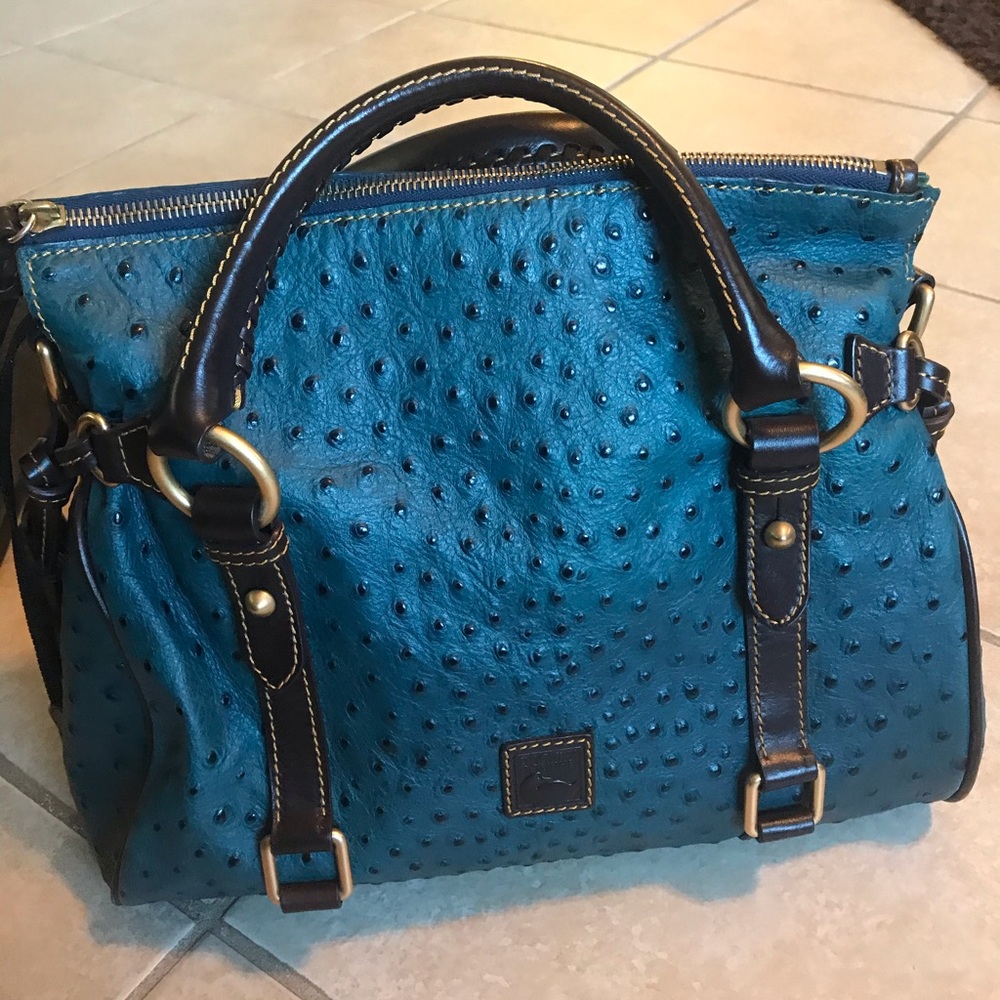 Dooney & Bourke Satchel Purse BLUE OSTRICH Leather